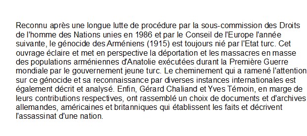 1915 : le Génocide des Arméniens, Gérard Chaliand 