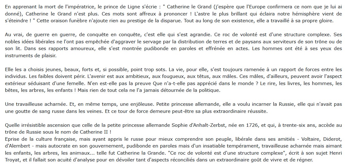 Catherine la Grande, Henri Troyat