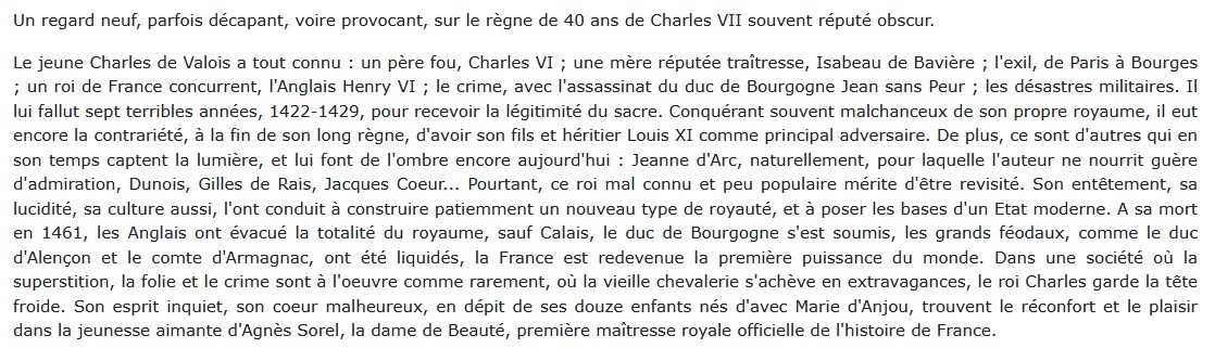 Charles VII - Un roi shakespearien, Georges Minois 