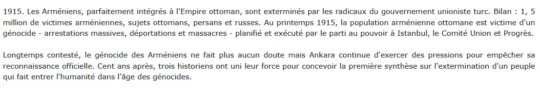 Comprendre le génocide des arméniens