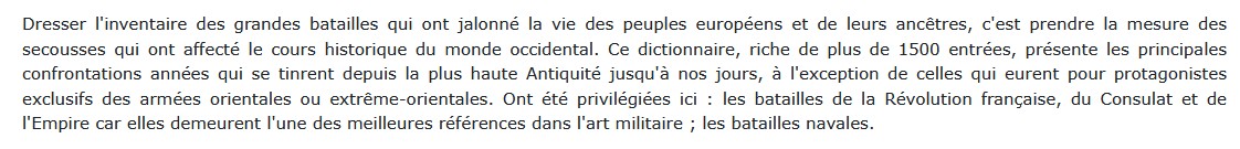 Dictionnaire des grandes batailles du monde européen,  Claude Merle 