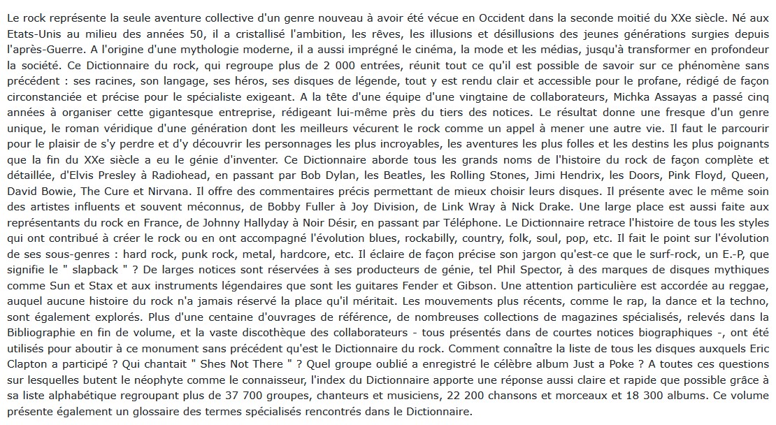 Dictionnaire du rock Michka Assayas