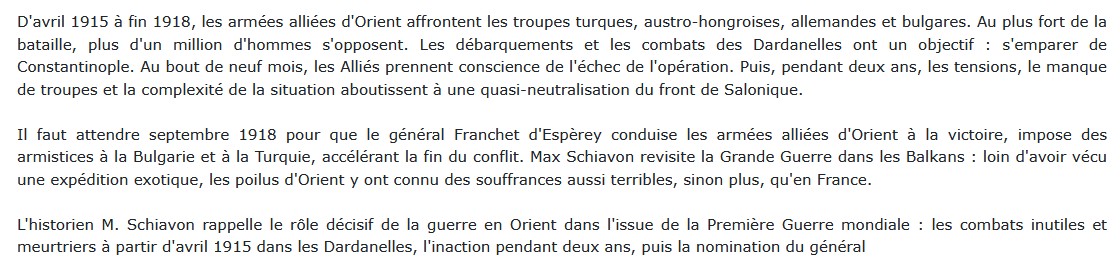 Du désastre des Dardanelles à la victoire finale Max Schiavon