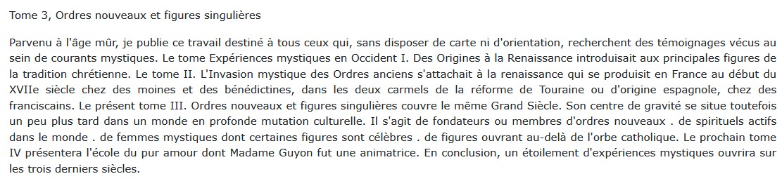 Expériences mystiques en Occident - Tome 3, Dominique Tronc