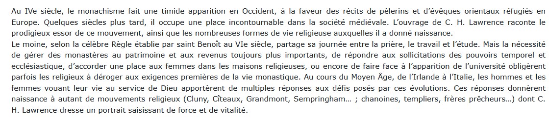 Formes de vie religieuse en Europe occidentale au Moyen Age