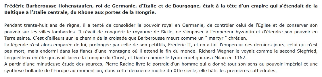 Frédéric Barberousse Pierre Racine