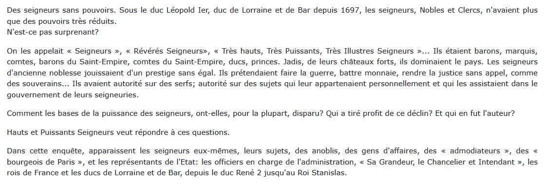 Hauts et puissants seigneurs sous les ducs de Lorraine et de Bar (XVe-XVIIIe siècles), Jean Gallet 