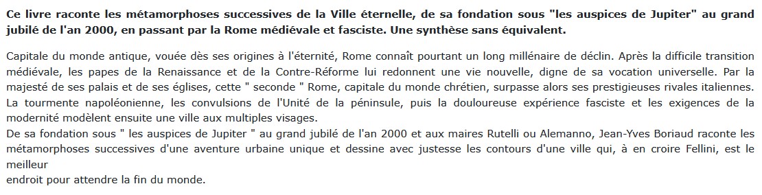 Histoire de Rome, Jean-Yves Boriaud 