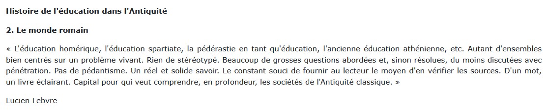 Histoire de l'éducation dans l'antiquité , Tome 2 -  Le Monde Romain, Henri-Irénée Marrou