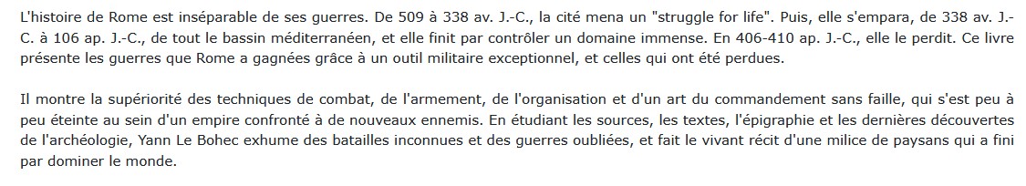 Histoire des guerres romaines Yann Le Bohec