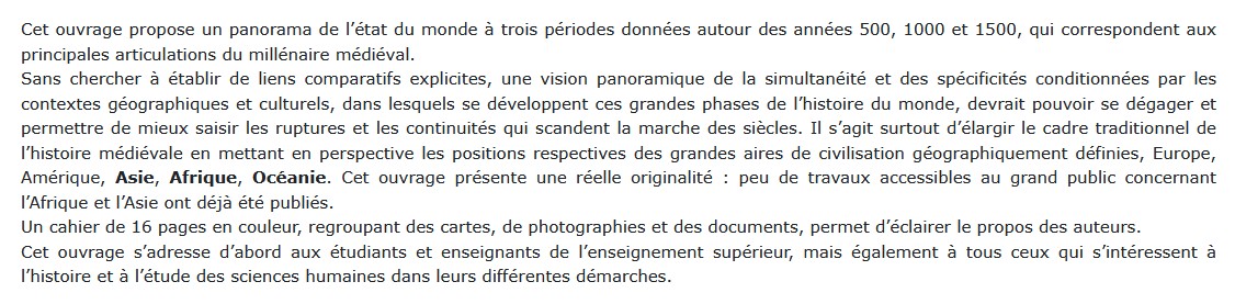 Histoire du monde 500-1000-1500, Georges Jehel