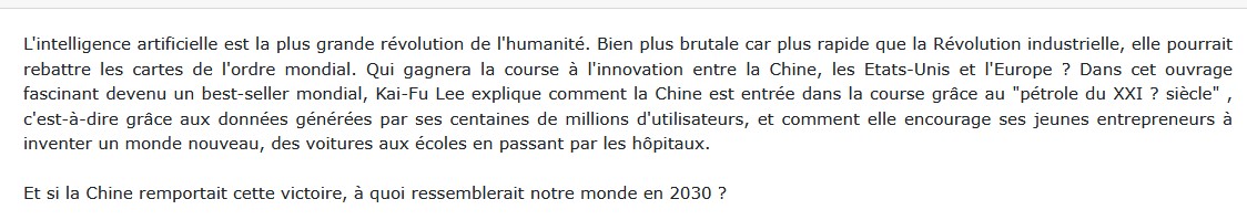 I.A. - La plus grande mutation de l'histoire, Kaï-Fu Lee