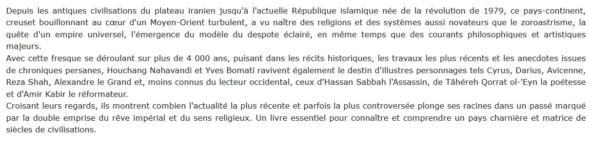 Iran - Une histoire de 4 000 ans, Yves Bomati et Houchang Nahavandi