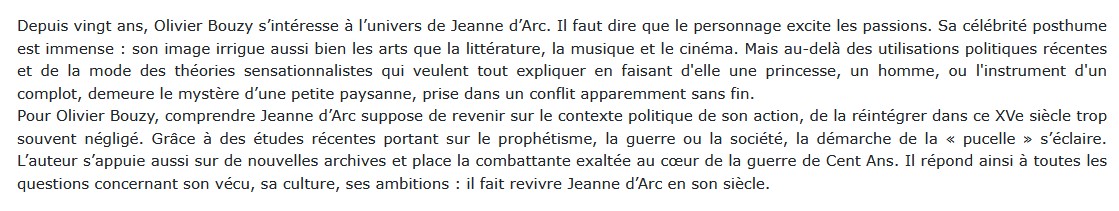 Jeanne d'Arc en son siècle, Olivier Bouzy 