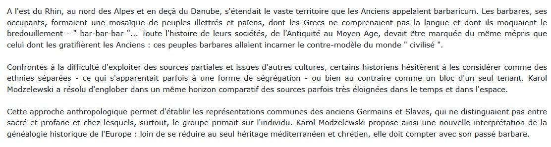 L'Europe des barbares - Germains et Slaves face aux héritiers de Rome, Karol Modzelewski 