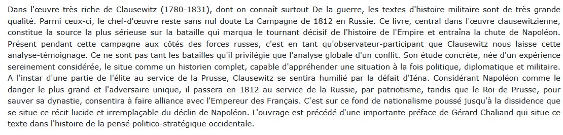 La Campagne de 1812 en Russie, Carl von Clausewitz 