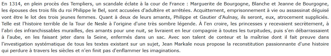 La Tour de Nesle, Jean Markale