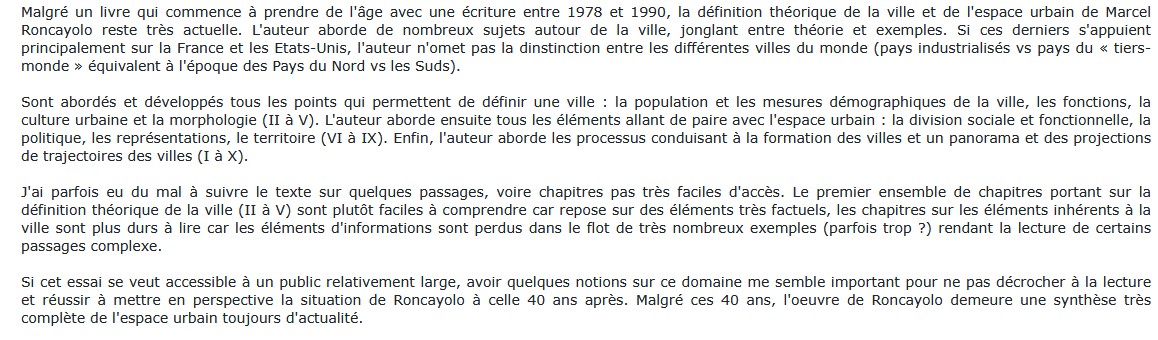 La Ville et ses territoires, Marcel Roncayolo 