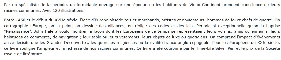 La civilisation de l'Europe à la Renaissance, John Rigby Hale