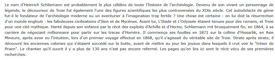 La fabuleuse découverte des ruines de Troie, Heinrich Schliemann