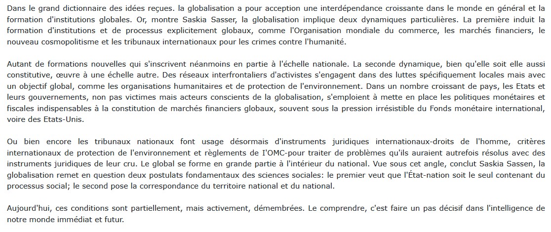 La globalisation. Une sociologie, Saskia Sassen 