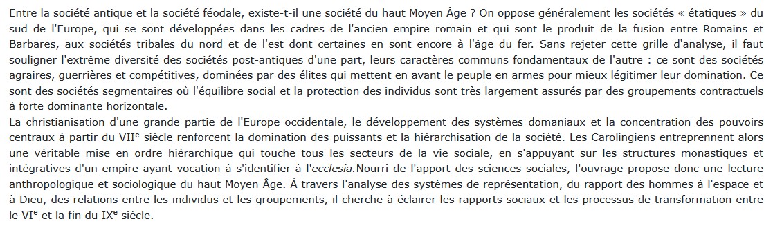 La société du haut Moyen Âge Régine Le Jan
