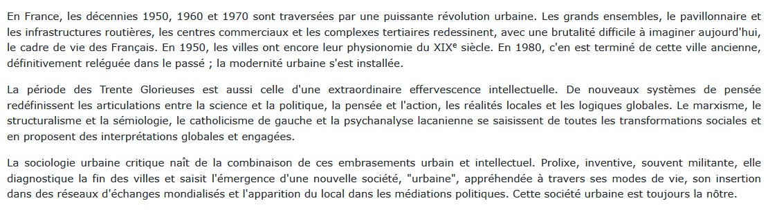 La sociologie urbaine Française (1950-1980)