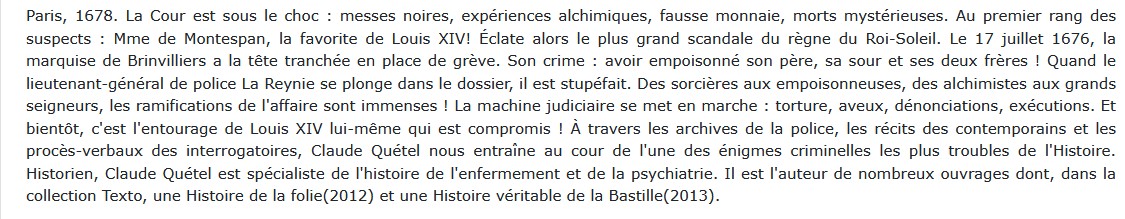 L'affaire des poisons Claude Quetel