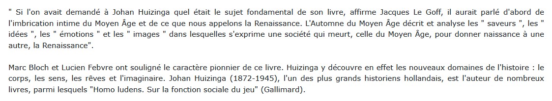 L'automne du Moyen Âge, Johan Huizinga