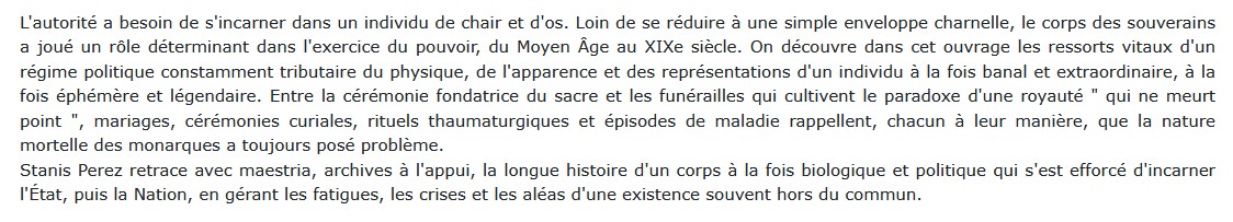 Le corps du roi - Incarner l'État, de Philippe Auguste à Louis-Philippe