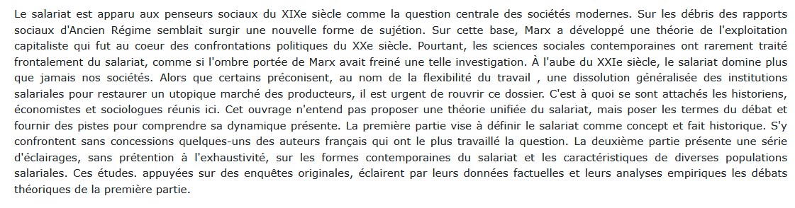 Le salariat François Vatin