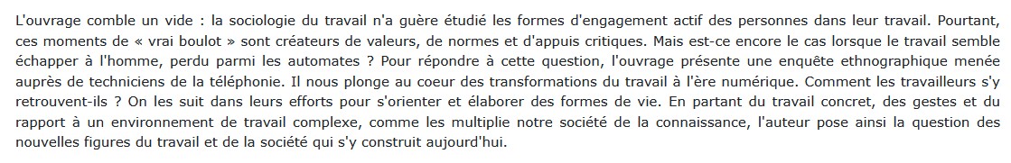 L'engagement dans le travail Alexandra Bidet