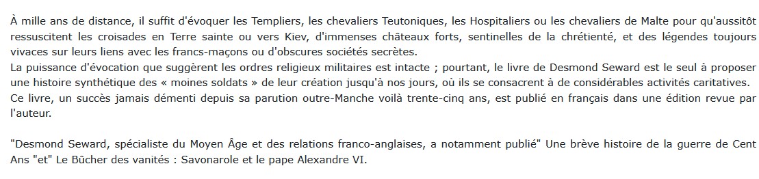 Les chevaliers de Dieu Desmond Seward