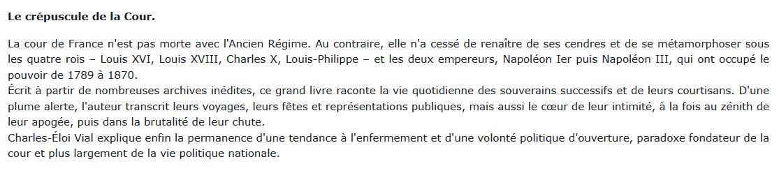 Les derniers feux de la monarchie, Charles-Éloi Vial 