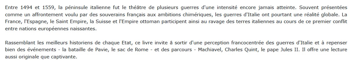 Les guerres d'Italie, Didier Le Fur 