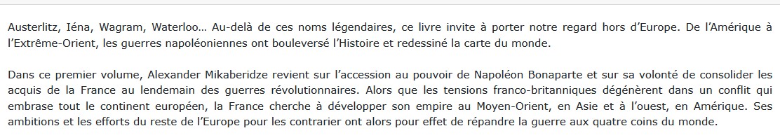 Les guerres napoléoniennes Tome 1, Alexander Mikaberidze