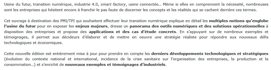 L'usine du futur - Stratégies et déploiement, Nathalie Julien et Éric Martin