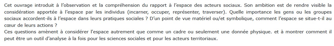 Sociologie des espaces , Sophie Gravereau et Caroline Varlet