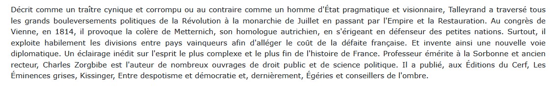 Talleyrand Charles Zorgbibe