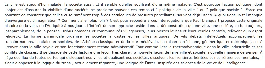 Une histoire de la ville Paul Blanquart
