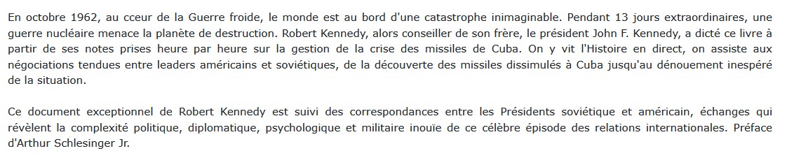 13 jours : la crise des missiles à Cuba, Robert Kennedy 