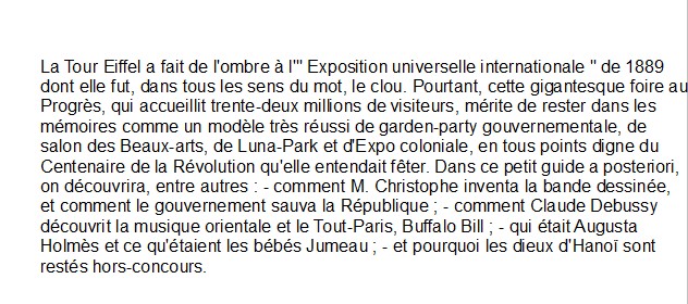 1889 l'Expo universelle, Pascal Ory