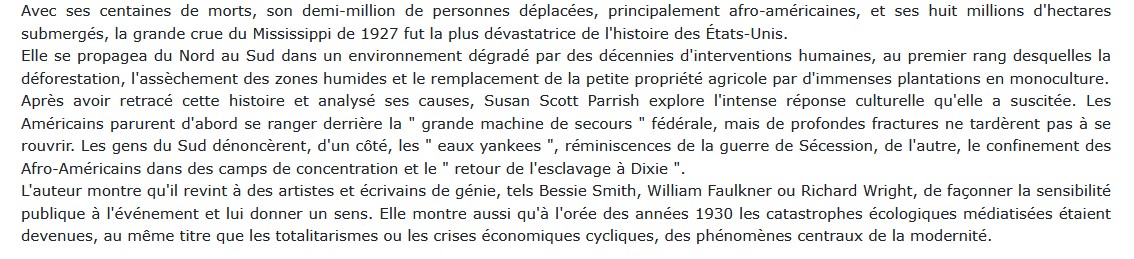 1927: la grande crue du Mississippi, Susan Scott Parrish 