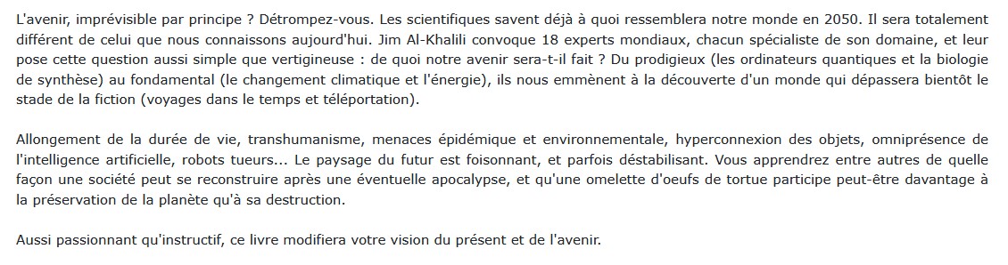 Ce que la science sait du monde de demain, Jim Al-Khalili