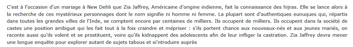 En Inde avec les hijras, Zia Jaffrey