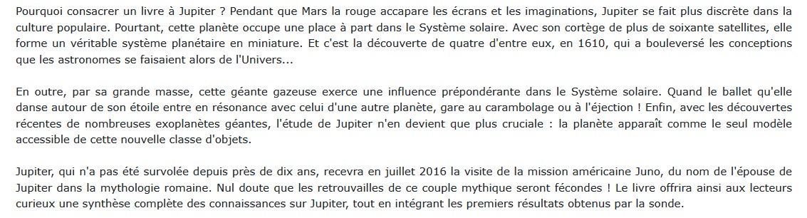 Jupiter James Lequeux et Thérèse Encrenaz