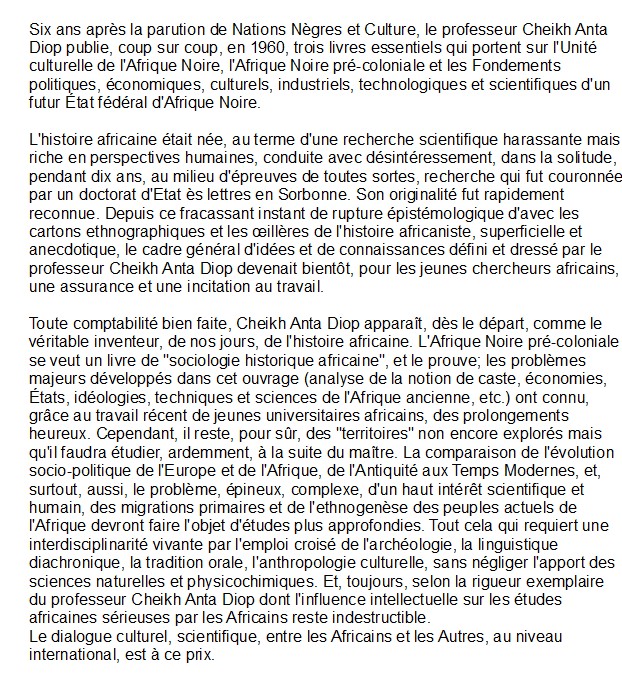 L'Afrique noire précoloniale, Cheikh-Anta Diop
