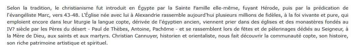 L'Egypte copte - Les Chrétiens du Nil, Christian Cannuyer