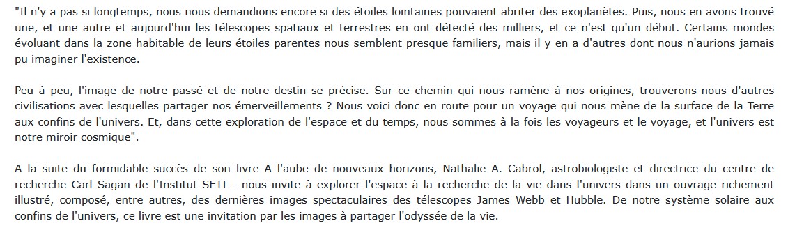 L'Énigme cosmique de la vie, Nathalie A. Cabrol 