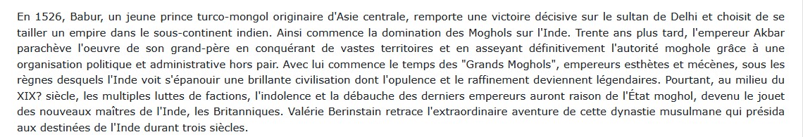 L'Inde impériale des Grands Moghols, Valérie Berinstain